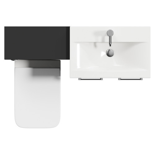 Napoli 390 Colore Matt Black 1100mm Vanity Unit Toilet Suite with 1 Tap Hole Glide Basin and 2 Doors with Chrome Handles View from Top