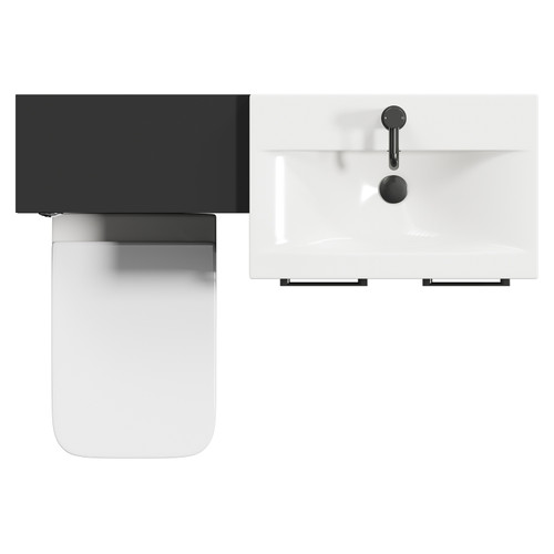 Napoli 390 Colore Matt Black 1100mm Vanity Unit Toilet Suite with 1 Tap Hole Glide Basin and 2 Doors with Gunmetal Grey Handles View from Top