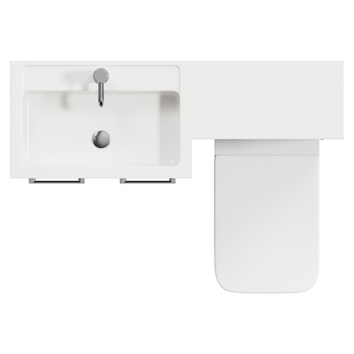 Napoli 390 Combination Matt Black 1100mm Vanity Unit Toilet Suite with Left Hand L Shaped 1 Tap Hole Basin and 2 Doors with Chrome Handles View from Top