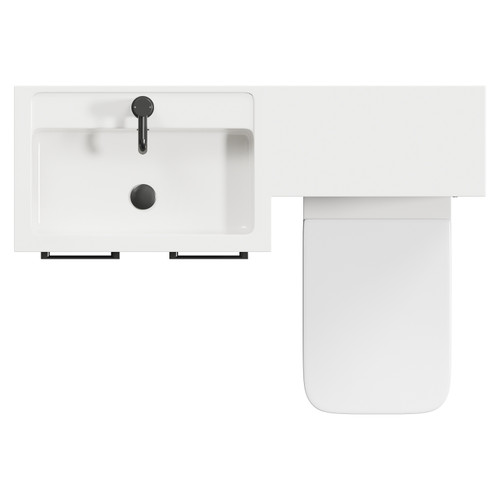 Napoli 390 Combination Matt Black 1100mm Vanity Unit Toilet Suite with Left Hand L Shaped 1 Tap Hole Basin and 2 Doors with Gunmetal Grey Handles View from Top