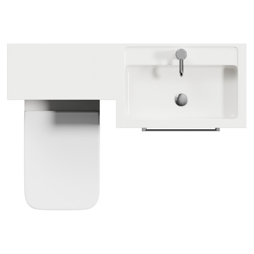 Napoli 390 Combination Matt Black 1100mm Vanity Unit Toilet Suite with Right Hand L Shaped 1 Tap Hole Basin and 2 Drawers with Chrome Handles View from Top