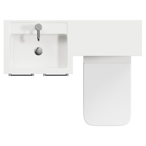 Napoli Combination Matt Black 1000mm Vanity Unit Toilet Suite with Left Hand L Shaped 1 Tap Hole Basin and 2 Doors with Chrome Handles View from Top