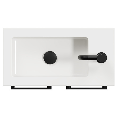 Napoli Gloss Grey 500mm Slimline Floor Standing 2 Door Vanity Unit with Basin and Matt Black Handles View from Top
