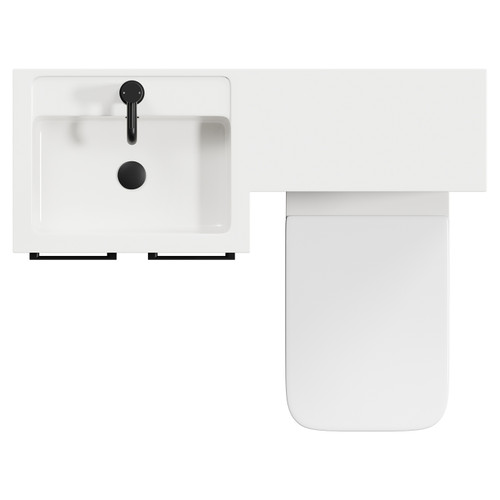 Napoli Combination Matt Black 1000mm Vanity Unit Toilet Suite with Left Hand L Shaped 1 Tap Hole Basin and 2 Drawers with Matt Black Handles View from Top
