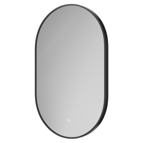 Bandon Colore Matt Black 500mm x 800mm Illuminated Dimmable LED Mirror with Demister and Touch Sensor Right Hand View
