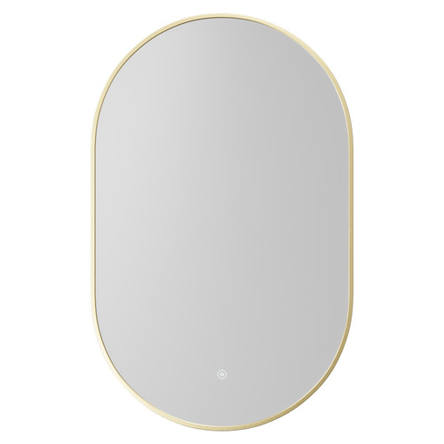 Bandon Colore Brushed Brass 500mm x 800mm Illuminated Dimmable LED Mirror with Demister and Touch Sensor View from Front