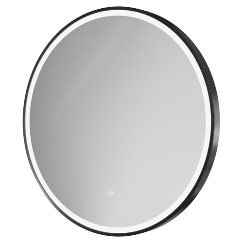 Ozark Colore Gunmetal Grey 600mm Round Illuminated Dimmable LED Mirror with Demister and Touch Sensor Right Hand View