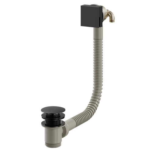 Colore Square Gunmetal Grey Free Flow Bath Filler with Push Waste and Overflow Right Hand View