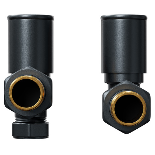 Dias Anthracite Round Dual Fuel Radiator Valves Front Hand View