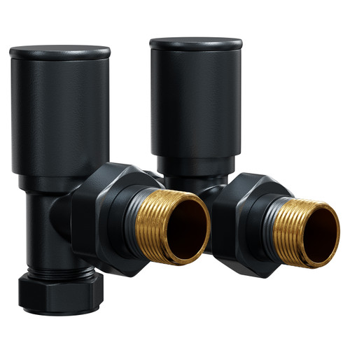 Dias Anthracite Round Dual Fuel Radiator Valves Left Hand View