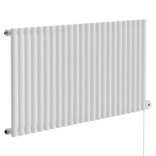 Sinclair White 600mm x 1195mm Horizontal Digital Thermostatic Single Panel Electric Radiator Left Hand Side View