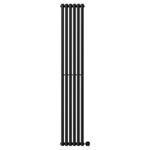 Sinclair Colore Matt Black 1800mm x 295mm Vertical Digital Thermostatic Single Panel Electric Radiator Front View