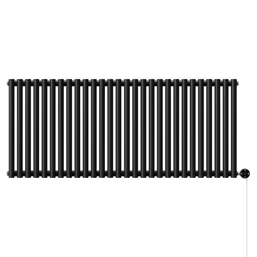 Sinclair Colore Matt Black 600mm x 1395mm Horizontal Digital Thermostatic Single Panel Electric Radiator Front View