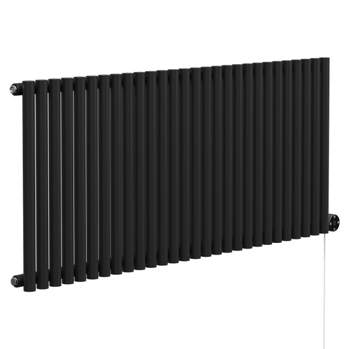 Sinclair Colore Matt Black 600mm x 1395mm Horizontal Digital Thermostatic Single Panel Electric Radiator Left Hand Side View