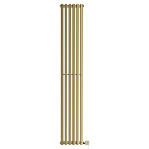 Sinclair Colore Brushed Brass 1800mm x 295mm Vertical Digital Thermostatic Single Panel Electric Radiator Front View