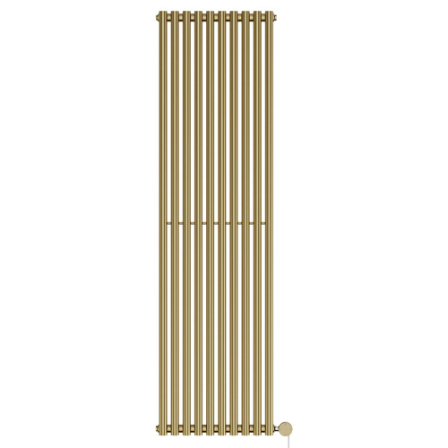 Sinclair Colore Brushed Brass 1800mm x 495mm Vertical Digital Thermostatic Single Panel Electric Radiator Front View