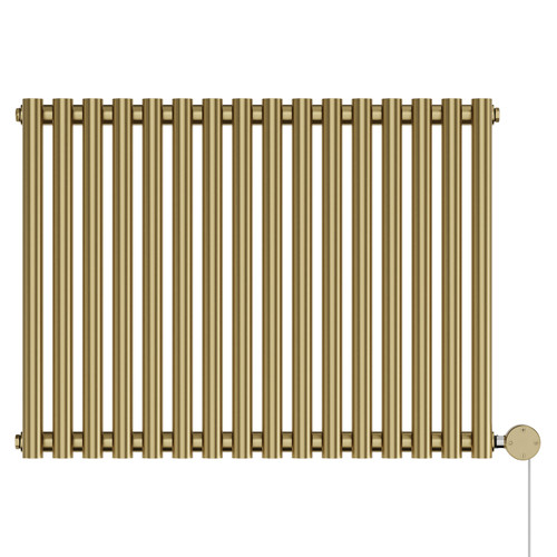 Sinclair Colore Brushed Brass 600mm x 795mm Horizontal Digital Thermostatic Single Panel Electric Radiator Front View