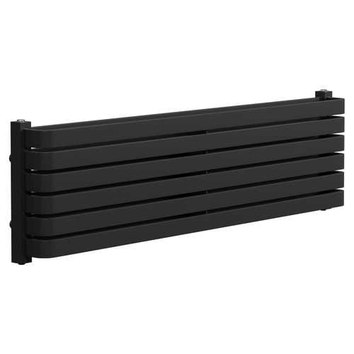 Empire Colore Matt Black 340mm x 1200mm Horizontal Double Panel Radiator Left Hand Side View