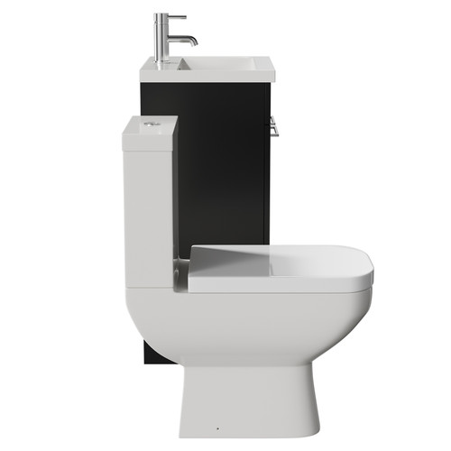 Turin Matt Black 500mm Floor Standing Vanity Unit and Toilet Suite with 1 Tap Hole Glide Basin and 2 Doors with Chrome Handles Side View