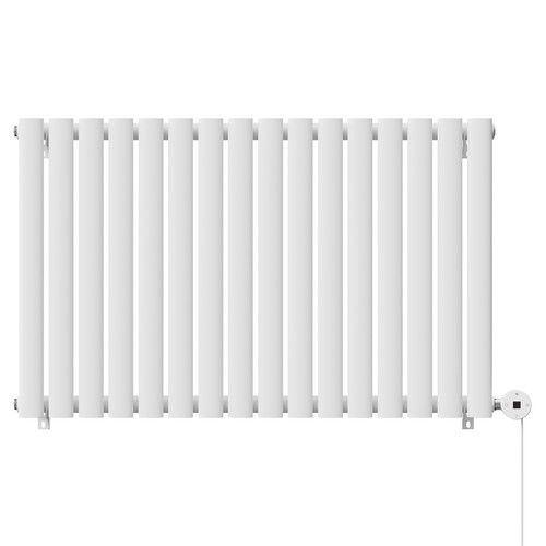 Boone White 600mm x 960mm Horizontal Digital Thermostatic Electric Single Panel Radiator Front View