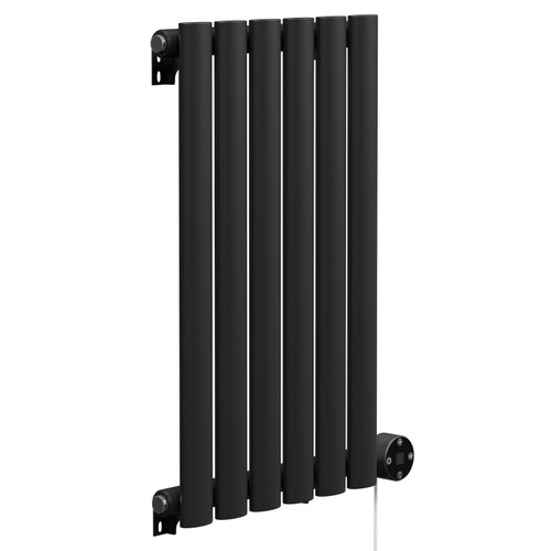 Boone Colore Matt Black 600mm x 360mm Horizontal Digital Thermostatic Electric Single Panel Radiator Left Hand Side View