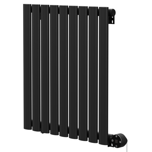 Boone Colore Matt Black 600mm x 540mm Horizontal Digital Thermostatic Electric Single Panel Radiator Right Hand Side View