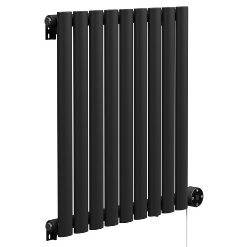 Boone Colore Matt Black 600mm x 540mm Horizontal Digital Thermostatic Electric Single Panel Radiator Left Hand Side View