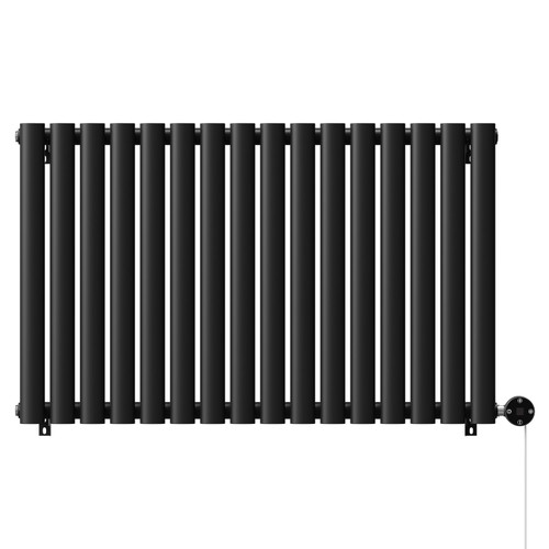 Boone Colore Matt Black 600mm x 960mm Horizontal Digital Thermostatic Electric Single Panel Radiator Front View