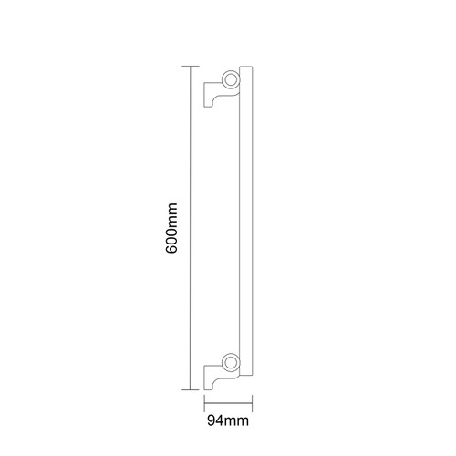 Boone Colore Matt Black 600mm x 1440mm Horizontal Digital Thermostatic Electric Single Panel Radiator Dimensions
