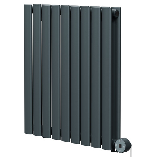 Boone Anthracite 600mm x 540mm Horizontal Digital Thermostatic Electric Double Panel Radiator Right Hand Side View
