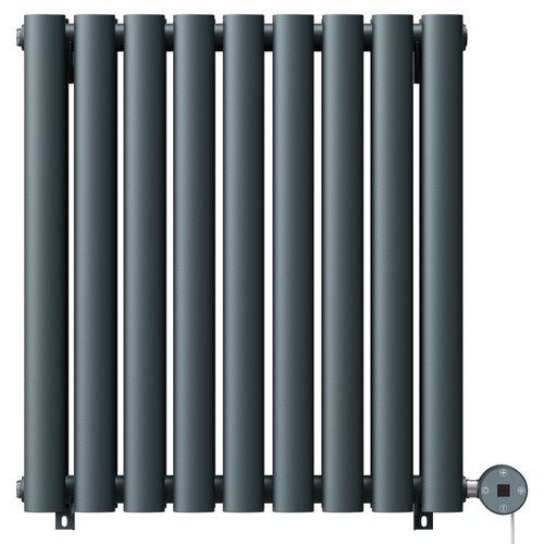 Boone Anthracite 600mm x 540mm Horizontal Digital Thermostatic Electric Double Panel Radiator Front View