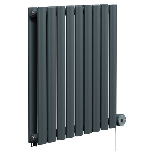 Boone Anthracite 600mm x 540mm Horizontal Digital Thermostatic Electric Double Panel Radiator Left Hand Side View
