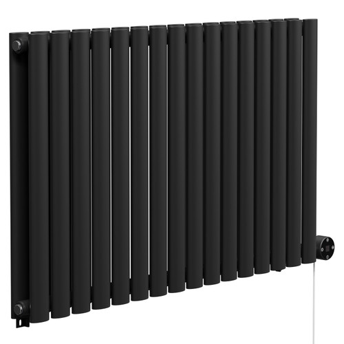 Boone Colore Matt Black 600mm x 960mm Horizontal Digital Thermostatic Electric Double Panel Radiator Left Hand Side View