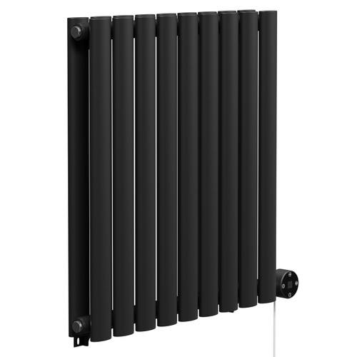 Boone Colore Matt Black 600mm x 540mm Horizontal Digital Thermostatic Electric Double Panel Radiator Left Hand Side View