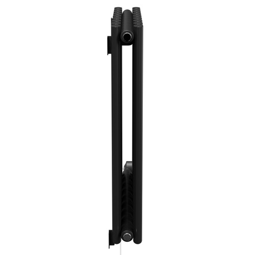 Boone Colore Matt Black 600mm x 540mm Horizontal Digital Thermostatic Electric Double Panel Radiator Side on View