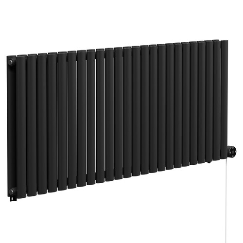 Boone Colore Matt Black 600mm x 1440mm Horizontal Digital Thermostatic Electric Double Panel Radiator Left Hand Side View