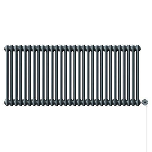Colosseum Anthracite 600mm x 1340mm Horizontal Digital Thermostatic Electric Double Column Radiator Front View