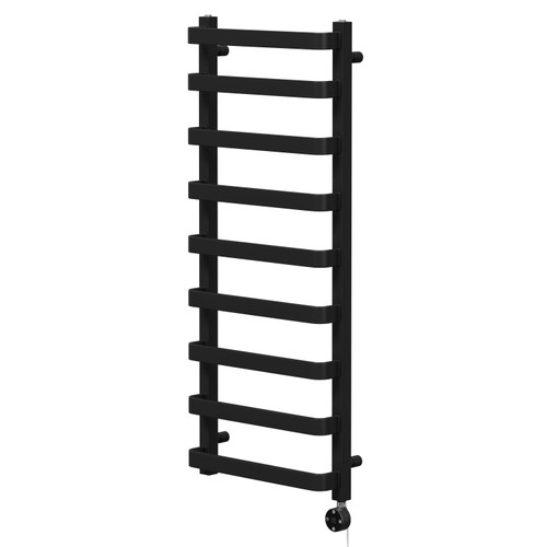 Milton Colore Matt Black 1200mm x 500mm Curved Digital Thermostatic Electric Heated Towel Rail Right Hand Side View
