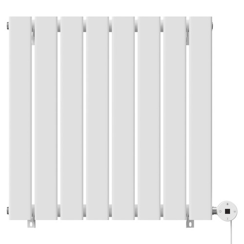 Hudson White 600mm x 604mm Horizontal Digital Thermostatic Electric Single Panel Radiator View from Front