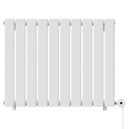 Hudson White 600mm x 756mm Horizontal Digital Thermostatic Electric Single Panel Radiator View from Front