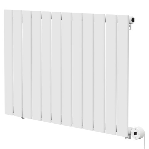 Hudson White 600mm x 908mm Horizontal Digital Thermostatic Electric Single Panel Radiator Right Hand View