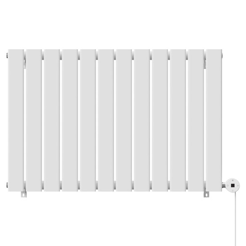Hudson White 600mm x 908mm Horizontal Digital Thermostatic Electric Single Panel Radiator View from Front