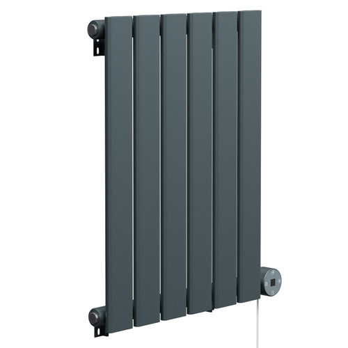 Hudson Anthracite 600mm x 452mm Horizontal Digital Thermostatic Electric Single Panel Radiator Left Hand View