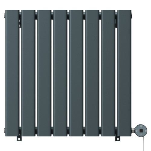 Hudson Anthracite 600mm x 604mm Horizontal Digital Thermostatic Electric Single Panel Radiator View from Front