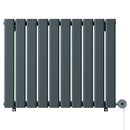 Hudson Anthracite 600mm x 756mm Horizontal Digital Thermostatic Electric Single Panel Radiator View from Front