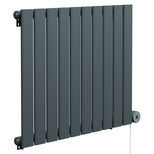 Hudson Anthracite 600mm x 756mm Horizontal Digital Thermostatic Electric Single Panel Radiator Left Hand View