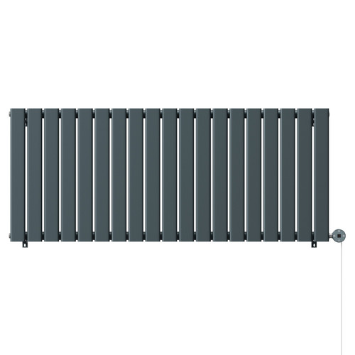 Hudson Anthracite 600mm x 1440mm Horizontal Digital Thermostatic Electric Single Panel Radiator View from Front