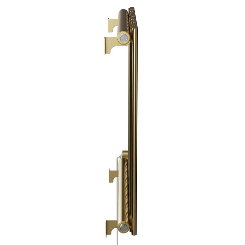 Hudson Colore Brushed Brass 600mm x 604mm Horizontal Digital Thermostatic Electric Single Panel Radiator Side View