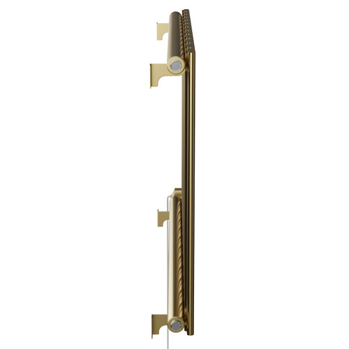 Hudson Colore Brushed Brass 600mm x 908mm Horizontal Digital Thermostatic Electric Single Panel Radiator Side View