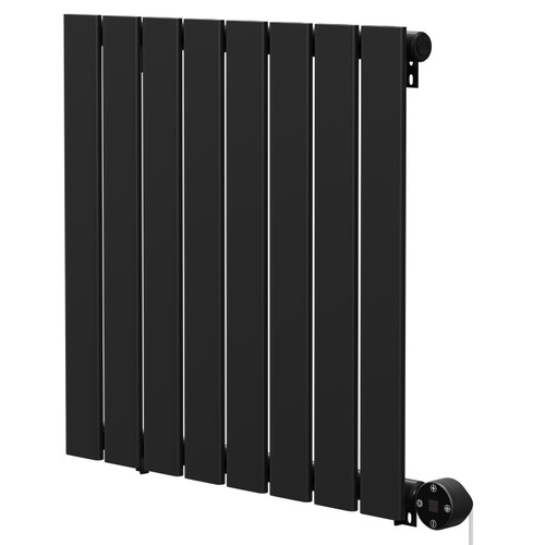 Hudson Colore Matt Black 600mm x 604mm Horizontal Digital Thermostatic Electric Single Panel Radiator Right Hand View